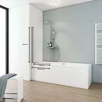 Schulte Duschwand Berlin, 70 cm, 5 mm Sicherheitsglas, Duschabtrennung für Badewanne Alu-Natur, ESG Klar Hell, - Grau