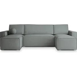 masseno Eckcouch Polyester U-Form mit Schlaffunktion 3-Sitzer Grau