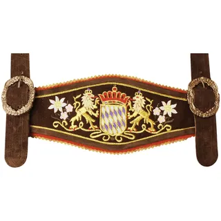 German Wear Hosenträger GWBayern-2 Lederhosen Hosenträger Bayerisches Wappen braun
