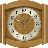 Funkwanduhr AMS "F5822/4", braun (eichefarben), Wanduhren, B/H/L: 27cm x 5cm x 27cm, Quarz,Holz,Glas,Eiche,Wohnzimmer,Esszimmer,Küche,Made in Germany,Flur