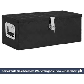 deluke DELUKE® Aluminiumbox mit Deckel Abschließbar Alubox Deichselbox Alu Anhängerbox Werkzeugkiste Transportbox Metallkiste, 70x31x27cm Schwarz