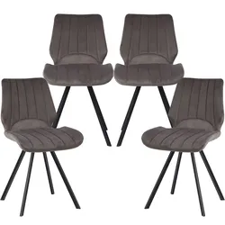 Esszimmerstühle  Küchenstuhl Polsterstuhl Design Stuhl mit Rückenlehne, mit Sitzfläche aus Samt, Gestell aus Metall 4 St. Dunkelgrau