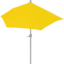 MCW Sonnenschirm halbrund Lorca, Halbschirm Balkonschirm, UV 50+ Polyester/Alu 3kg ~ 270cm gelb ohne Ständer