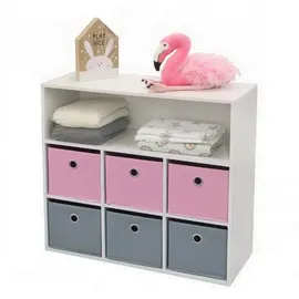 fornord Kinderregal Happy 76 x 70 cm Holz grau rosa