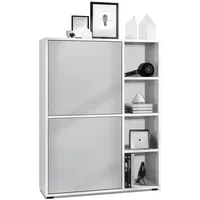 Vladon Highboard, Greige, 79x105.5x35.5 cm, Wohnzimmer, Kommoden & Sideboards,