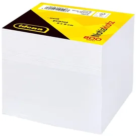 IDENA 10446 Notizklotz geleimt, 9 x 9 x 9 cm, 80 g/m2, ca. 800 Blatt, weiß, Nachfüllpack Zettelbox