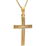 HOPLO Kreuzanhänger Anhänger Kreuz mit massiver Goldkette 1,1 mm 333-8 Karat Gold, Made in Germany 50 cm