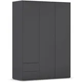 Rauch Möbel NABILA Drehtürenschrank »Kleiderschrank Kleiderschränke, Garderobe 3-türig, 2 Schubkästen, Push-to-Open Farbe Grau metallic, 140x194x53cm