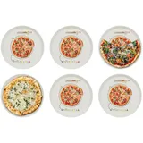 KHG 6er Set Pizzateller, extra groß mit 30cm Durchmesser in Formel Print, perfekt für Gastro und Zuhause, hochwertiges Porzellan, Spühlmaschinengeeignet & perfekt Stapelbar