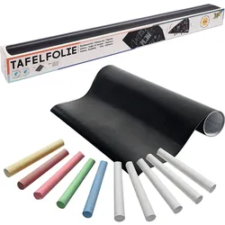 folia Tafelfolie/Kreidefolie, aus PVC, 450 mm x 2 m, schwarz mit 10 Kreiden