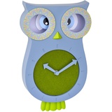 TFA Dostmann Kinder-Wanduhr Willy, 60.3052.06, geräuscharm, Pendeluhr, in Eulen-Form, ideal für das Kinderzimmer, blau, (L) 207 x (B) 62 x (H) 332 mm