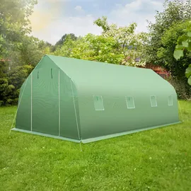 Tectake tectake® Foliengewächshaus, 27 m3, in Zeltform mit 8 Fenstern Reißverschlussöffnung, 600 x 300 x 205 cm