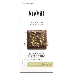 Vivani Espresso Pistazien Schokolade 75% Kakao bio