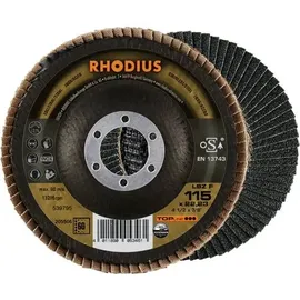 RHODIUS TOPline LSZ F EXTENDED Fächerschleifscheibe 115 x 22,23 mm K60