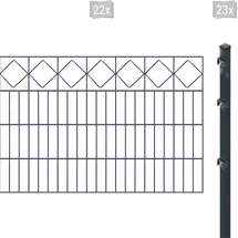 Arvotec Doppelstabmattenzaun ARVOTEC "ESSENTIAL 80 zum Einbetonieren "Karo" mit Zierleiste", grau (anthrazit), H:80cm, Stahl, Kunststoff, Zaunelemente, Zaunhöhe 80 cm, Zaunlänge 2 - 60 m