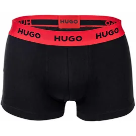 Hugo Herren Boxer Shorts, 3er Pack - Trunks Triplet Pack, Logo, Cotton Stretch Schwarz/Weiß/Rot L