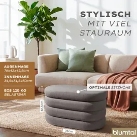 Blumtal Sitzhocker Bouclé 42 x 42,5 x 76 cm Grau