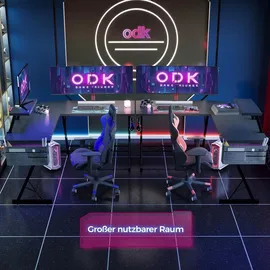 luxuskollektion Gaming Tisch L Form mit Monitorständer, Schwarz, 127 x 127 cm