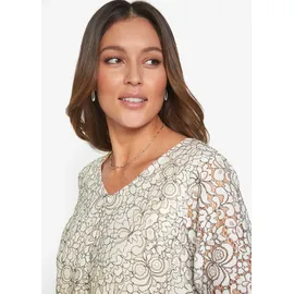 bonprix Tunika BONPRIX, Damen, Gr. 44, wollweiß, rauchgrau, Web, Obermaterial: 100% Polyester.