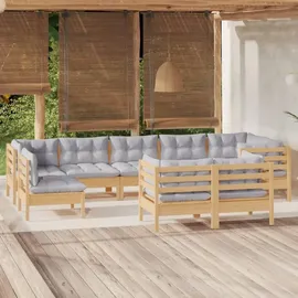 vidaXL Garten-Lounge-Set 9-tlg. grau Kiefer