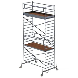 Günzburger Aluminium-Rollgerüst mit Fahrbalken und Doppel-Plattform Arbeitshöhe bis 7,50 m