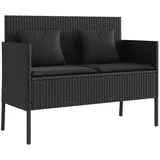 furnicato Gartenbank mit Kissen Schwarz Poly Rattan (1-St) schwarz