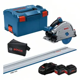 Bosch Tauchsäge GKT 18V-52 GC Professional inkl. 2 x 5,5 Ah + Führungsschiene FSN1400 + L-Boxx