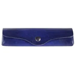 Mika Brillenetui Leder 15 cm blau