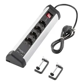 Sygonix Tischsteckdose 1,50 m Schwarz/Silber 1 St.