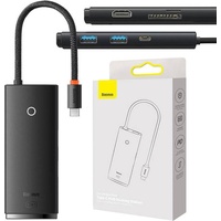 Baseus Hub OS Lite 6-Port (Type-C to HDMI+USB3.0*2+PD+SD/TF) (black) USB C), Dockingstation - USB Hub, Schwarz