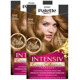 POLY PALETTE Intensiv Creme Coloration 7-5/546 Karamell Goldblond Stufe 3 (2 x 115 ml), permanente Coloration für bis zu 8 Wochen intensiven Farbglanz & 100% Grauabdeckung