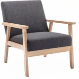 sweeek Skandinavischer Sessel aus Holz mit Stoffbezug, dunkelgrau, B 64 x T 69,5 x H 73 cm - Sweeek