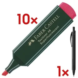 Faber-Castell 10x Textmarker »Textliner 48« inkl. Kugelschreiber »Basic M« schwarz rot
