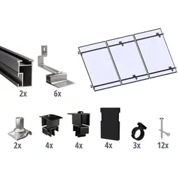 Prior PV Schrägdach-Montageset schwarz 3 Solarmodule