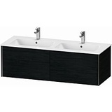 Duravit XViu Waschtisch-Unterschrank XV40290B216 128x48x40cm, 2 Auszüge, wandhängend, schwarz matt, Eiche schwarz