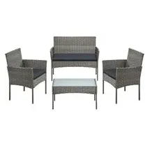 Songmics Gartenmöbel Set 4-tlg. Grau