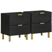 VidaXL Nachttische 2 Stk. Schwarz 40x33x46 cm Massivholz Mango