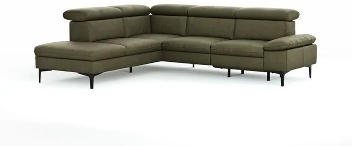 CASEDO Ecksofa Palma Leder Grün Olive