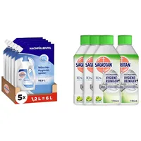 Sagrotan Wäsche-Hygienespüler Himmelsfrische Nachfüller für hygienisch saubere und frische Wäsche – 5 x 1,2 l + Waschmaschinen Hygiene-Reiniger Limette für eine hygienische Waschmaschine – 4 x 250 ml