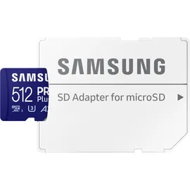 Samsung PRO Plus R180/W130 microSDXC 512GB Kit, UHS-I U3, A2, Class 10 (MB-MD512SA/EU)