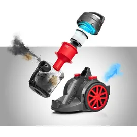 Lehmann Staubsauger beutellos Zyklon 1,8 L, Düsensatz, Turbobürste, Max 4000 Watt, HEPA-Filter - Rot