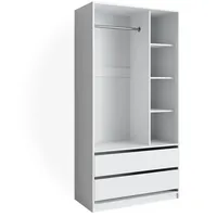 Vicco Kleiderschrank Elmo 100 x 200 cm, Weiß, offen, Garderobe, Schubfächer, Schlafzimmer