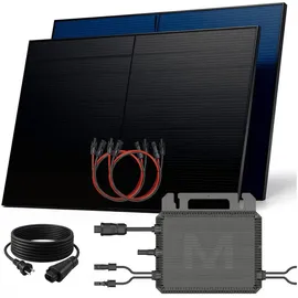 sunniva Balkonkraftwerk Full Black Bifazial 1000/800 W inkl. 2 x 500 W N-Typ Glas-Glas Bifacial Module