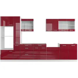 Vicco Küchenzeile R-Line 350 cm Rot Hochglanz/Weiß