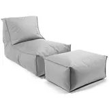 mokebo Sitzsack mit Hocker für Kinder & Erwachsene 'Der Sundowner', Bean Bag mit Füllung oder Bodenkissen für Indoor & Outdoor, auch als Liegekissen, Relaxliege oder Liege in Grau