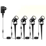 Luminea 4er-Set Aluminium-Gartenspots mit COB-LEDs und Erdspieß, 850 lm, 12 W