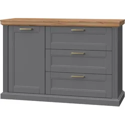Kombikommode HOME AFFAIRE "Tara, im klassischen Landhausstil, FSC-zertifiziert, in 2 Größen", grau (graphite matt, pacific walnut), B:138cm H:91cm T:48cm, MDF, Spanplatte, Sideboards, Kombikommode, lackiert mit wasserbasiertem UV-Lack, unempfindlich und kratzfest