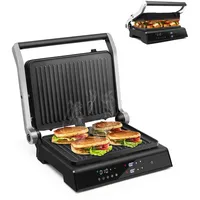 SOARS Sandwichmaker 3-in-1, 1800 – 2000 W, elektrische Panini-Maschine mit 5 Kochmodi, 200 – 230 °C, Öffnungswinkel 180 °, Grillplatte, abnehmbar und waschbar, Timer 0 – 4 Stunden, Schwarz
