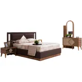 Xlmoebel Schlafzimmer-Set Bett Kommoden Set mit 2 Nachttischen aus Holz für Schlafzimmer, (4-tlg., Bett / 2x Nachttische / Kommode), Hergestellt in Europa braun