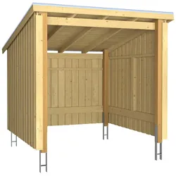 Gartenhaus PLUS "Nordic", beige (natur), Holz, Gartenhäuser, Fahrradunterstand offen, inkl. Dachpappe/Aluleisten/H-Füße
